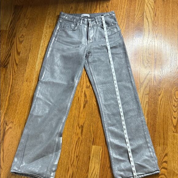 Zara Silver Women Jeans. Women’s shinmering pants. Size 2 - Picture 1 of 5